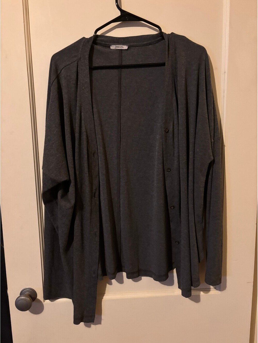 Jodifl Dark Gray Button-Up Cardigan Sweater